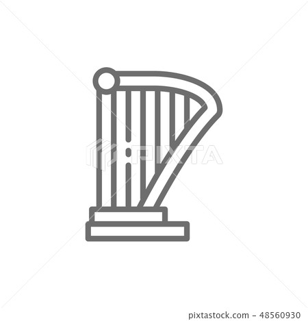 Harp, lyre, music instrument line icon. Isolated on white background 48560930