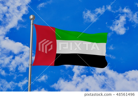 The flag of the United Arab Emirates flapping 48561496