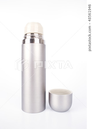 Metal thermos flask isolated on white background Metal thermos flask isolated on white background 48561946