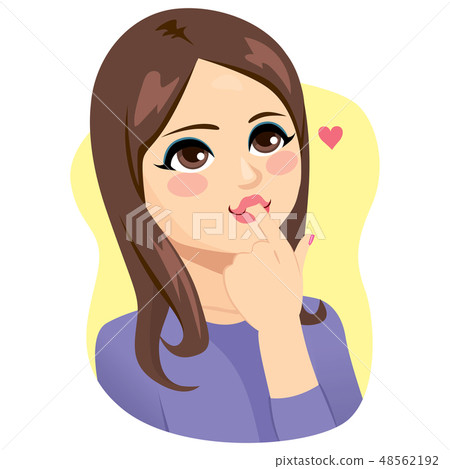 Woman Licking Finger Eating Delicious Dessert - Stock Illustration 