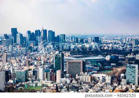 Tokyo redevelopment Shinjuku sub-central city and the new National Stadium under construction 2019.02 Medium telephoto from Roppongi Tokyo redevelopment Shinjuku sub-central city and the new National Stadium under construction 2019.02 Medium telephoto from Roppongi 48562320
