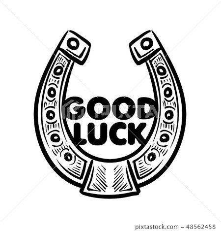 Painted horseshoe mascot. Vector illustration on white background 48562458