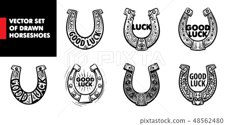Painted horseshoe mascot. Vector illustration on white background 48562480