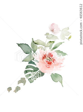Greeting card with watercolor flowers handmade. Greeting card with watercolor flowers handmade. 48563612
