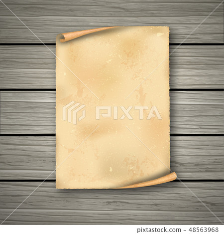 Realistic old roll on wooden boards 48563968