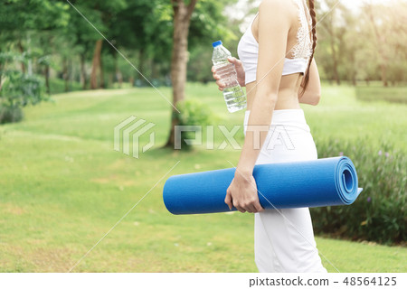Sport and healthy people in garden concept. Sport and healthy people in garden concept. 48564125