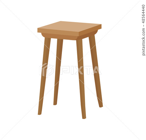Flat vector icon of wooden chair. Classic kitchen stool with square seat. Home furniture. Element of 48564440