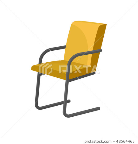 Modern chair with bright yellow upholstery, metal legs and armrests. Stylish armchair. Flat vector Modern chair with bright yellow upholstery, metal legs and armrests. Stylish armchair. Flat vector 48564463