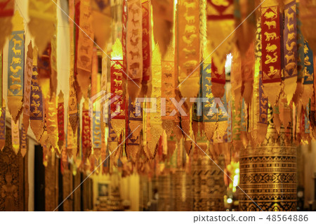 Northern thai religion flag in temle ,Chiang Mai 48564886