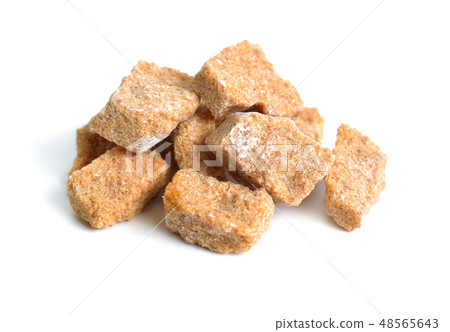 Brown cane sugar. Isolated on white background. 48565643