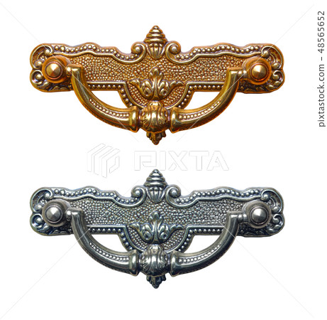 Vintage Gold and silver door handles isolated 48565652