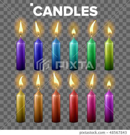Candles Set Vector. Transparent Background. Paraffin Symbol. Meditation Element. Decorative Icon Candles Set Vector. Transparent Background. Paraffin Symbol. Meditation Element. Decorative Icon 48567843
