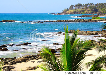 Sandy beach and waves Indian Ocean, Sri Lanka 48568173
