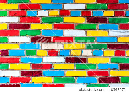 Multicolored brick wall as a creative background 48568671