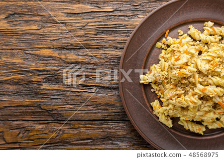 nautically pasta on the wooden background nautically pasta on the wooden background 48568975
