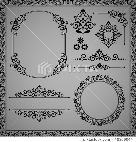 Vintage Set. Floral elements for design monograms Vintage Set. Floral elements for design monograms 48569044