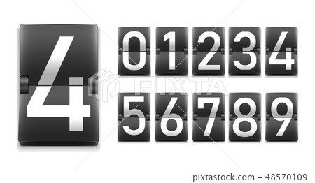 Set of numbers, digits in mechanical scoreboard style 48570109