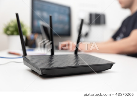 Modern dual band wireless router Modern dual band wireless router 48570206