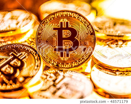Golden Bitcoin. Business Background Concept 48571179