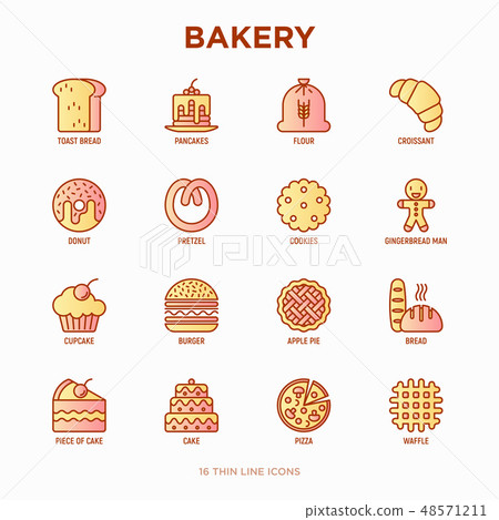 Bakery thin line icons set - Stock Illustration [48571211] - PIXTA