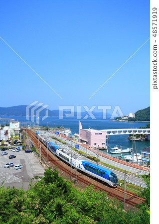 Kintetsu express trains running in Toba City, Mie prefecture Kintetsu express trains running in Toba City, Mie prefecture 48571919