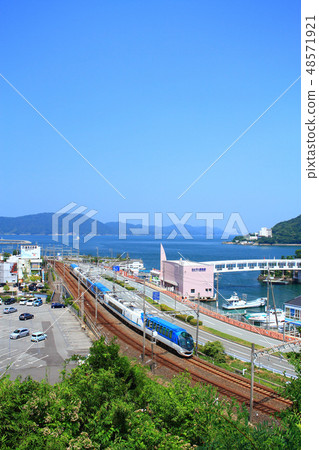 Kintetsu express trains running in Toba City, Mie prefecture Kintetsu express trains running in Toba City, Mie prefecture 48571921