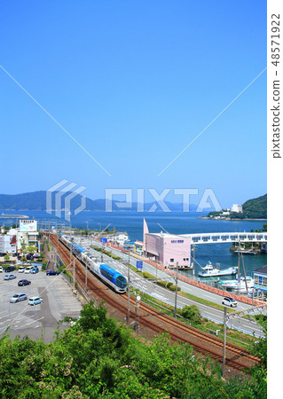 Kintetsu express trains running in Toba City, Mie prefecture Kintetsu express trains running in Toba City, Mie prefecture 48571922