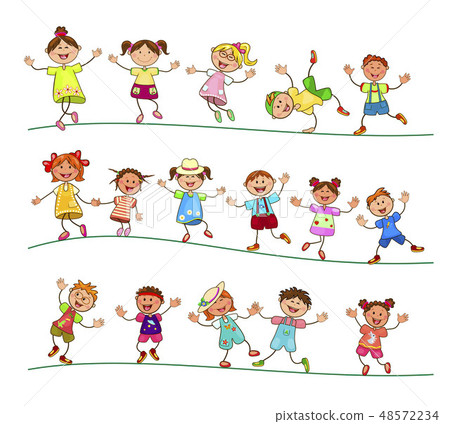 Joyful little kids for a walk 48572234