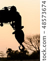 silhouette hook of crane sunset background 48573674