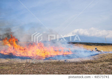 Field burn and Mt. Fuji in Asagiri Heights, Shizuoka prefecture Field burn and Mt. Fuji in Asagiri Heights, Shizuoka prefecture 48573741