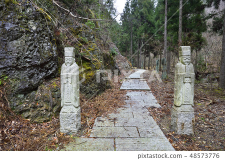The mountain road gate pillar leading to Takinamado waterfall (Kyoto Ward, Kyoto Prefecture) 48573776