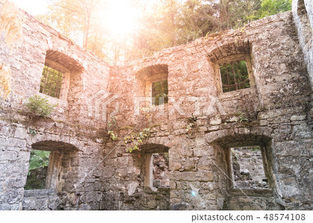 Ruins of Dolsky Mill, Dolsky mlyn, at River Kamenice in Bohemian Switzerland National Park, Czech 48574108
