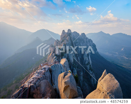 View from Ulsanbawi rock peak on sunset. Seoraksan National Park, South Corea 48574259