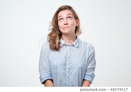 Close up portrait of pretty confident woman Close up portrait of pretty confident woman 48574517