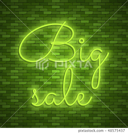 Neon light lettering, Stock vector. Color design 48575437