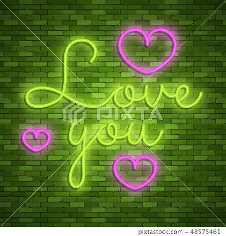 Happy Valentines Day. Neon. Vector stock images - Stock Illustration ...