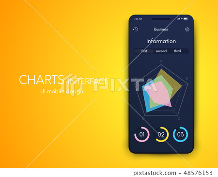 Mobile phone application for analytics. stock vector 48576153