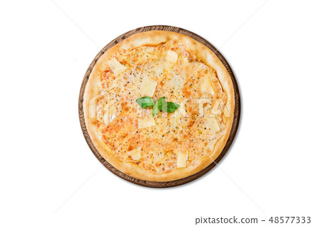 Traditional Italian pizza three cheeses Traditional Italian pizza three cheeses 48577333