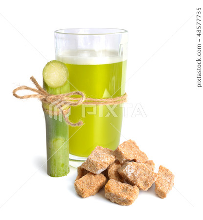 Sugar cane juice with brown sugar. Isolated 48577735