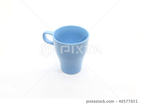 Bright blue ceramic cup isolated on white Bright blue ceramic cup isolated on white 48577851