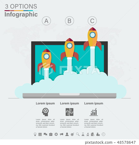 StartUp infographics with three steps 48578647