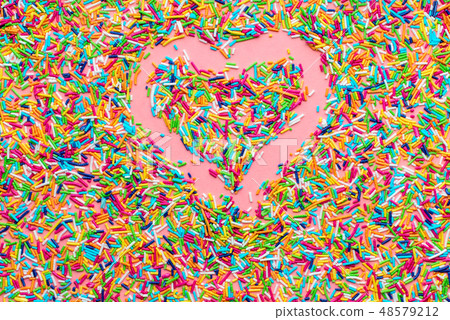 greeting wreath of heart shape from sprinkles greeting wreath of heart shape from sprinkles 48579212