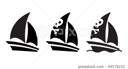 boat vector pirate ship icon logo skull crossbones 48579231