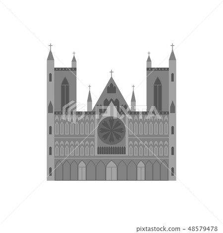 Cartoon Norwegian Cathedral Building Travel and Tourism Symbol. Vector 48579478
