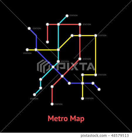 Metro Map Sign Color Thin Line Card. Vector-插圖素材 [48579513] - PIXTA圖庫