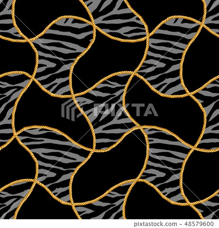 Golden chain glamour zebra seamless pattern Golden chain glamour zebra seamless pattern 48579600