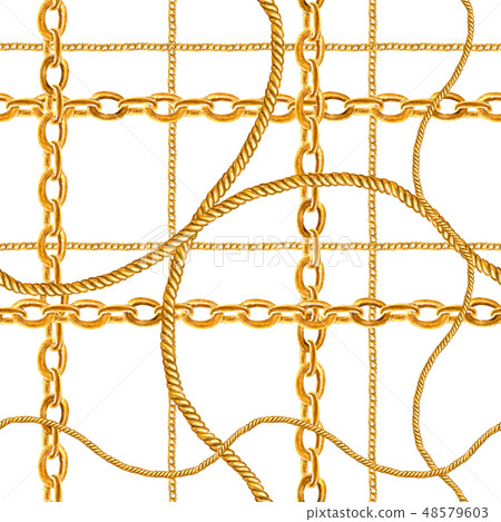 Golden chain glamour seamless pattern illustration Golden chain glamour seamless pattern illustration 48579603