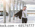 businessman in a hurry and running, he is late 48579777