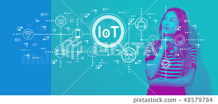 IoT theme with young businesswoman 48579784