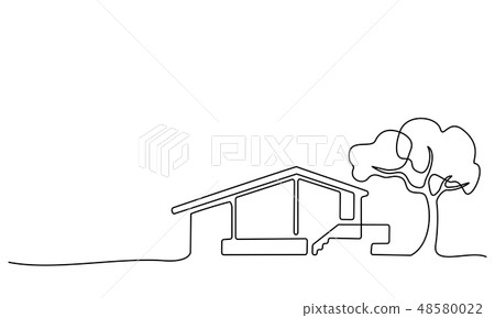 Continuous one line drawing Modern house logo 48580022